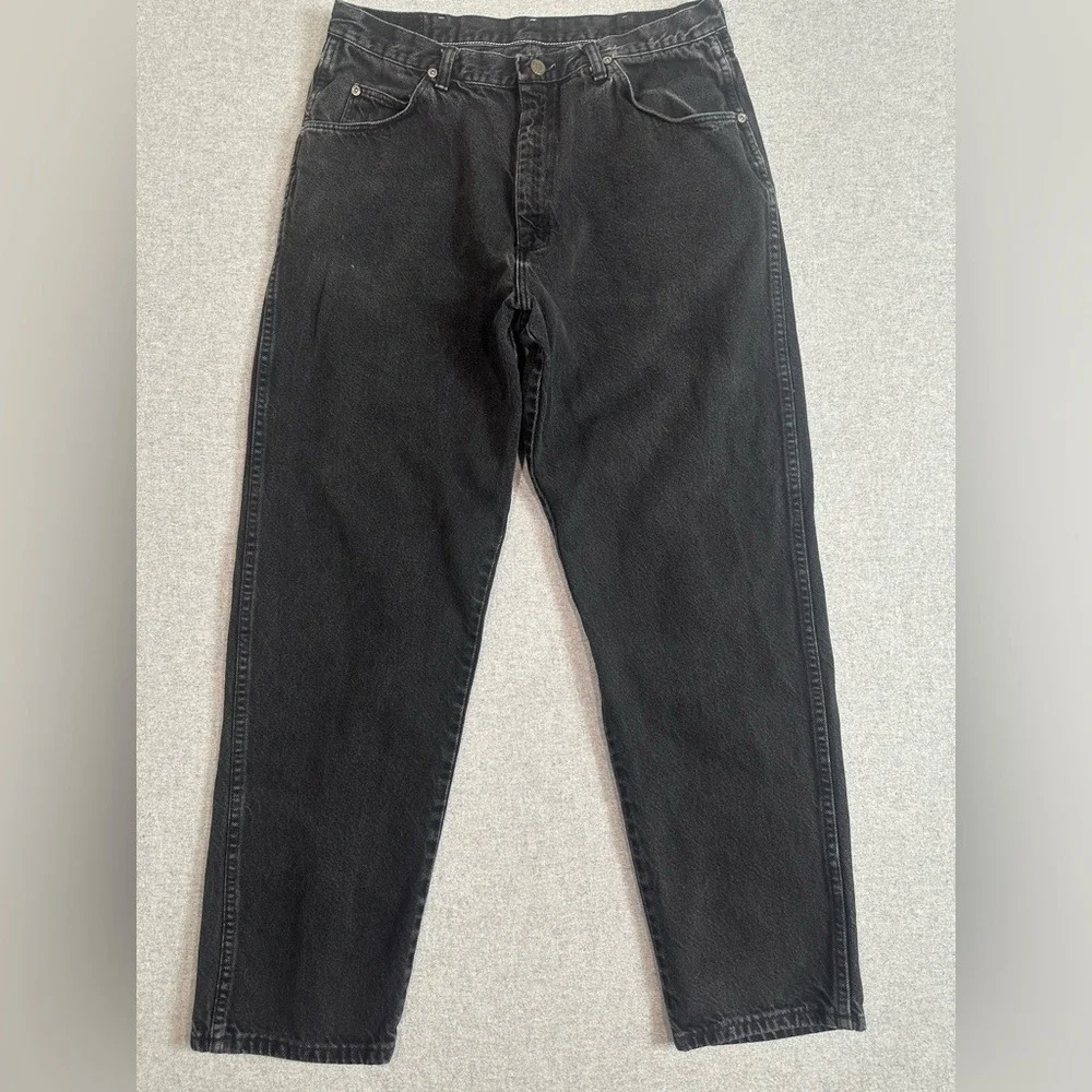 VTG Wrangler Relaxed High Rise Jeans Mens 36x32 (see Meas.) Black 100% Cotton